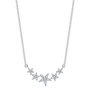 Diamond Star Necklace 14K White Gold Womens Pendant Charm Round Cut 0.11 TCW - Picture 1 of 4