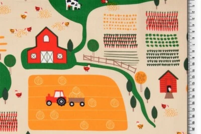 Traktor Bauernhof für Spieldecke Baumwollstoff Baumwolle Webware Meterware - Bild 1 von 3