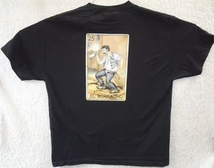 Camiseta de bingo mexicano con tarjeta de lotería El Borracho 2XL negra borracha - Imagen 1 de 6