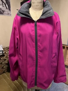 Mycra Pac Life Reversible Women's Raincoat Fuchsia Gray Hooded Jacket Sz 1 S/M - Picture 1 of 9