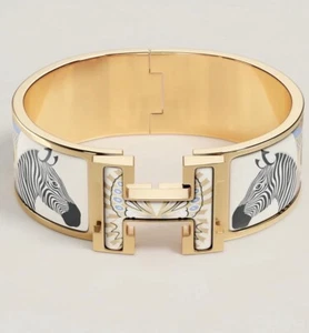 HERMES Clic Clac H Bracelet Bangle Blanc White Zebra Lanternes, GM - Picture 1 of 6