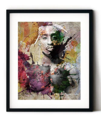 Arte Tupac, Arte 2Pac, Arte Rapper, Arte de Parede Rap, Impressão de Arte Tupac, Música Rap Tupac - Imagem 1 de 2