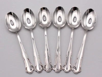 Set sei cucchiai in argento 800 italiano con custodia di Di Cristofalo di Palermo 9,6 cm - Immagine 1 di 4