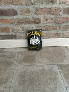Antikes Emailschild Allianz Versicherung Aktiengesellschaft Reklame - Bild 1 von 4