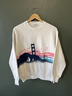 疯狂衬衫旧金山圆领毛衣白色双面大号 — 第 1/3 张图片