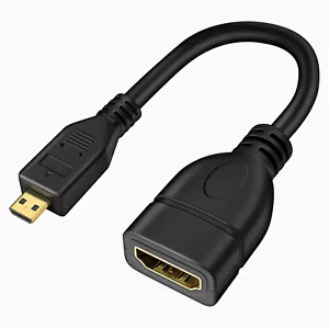 C39 Micro HDMI Adapter Micro HDMI Plug to HDMI Socket Cable Audio Video 15cm - Picture 1 of 11