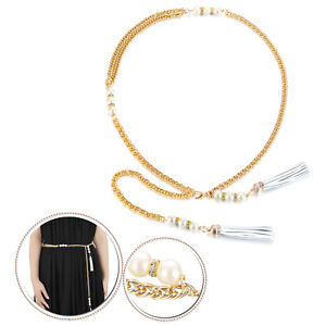 Gold Gürtel mit Perle Charms Für Damen Mode Schmuck Kleidung Kleid