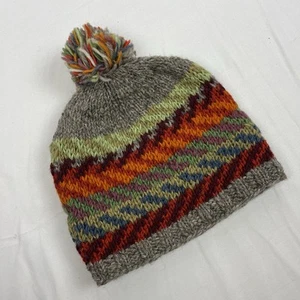 Pachamama Hat Bobble Beanie Pattern Knitted Handmade Fleece Lined Warm Outdoor - Picture 1 of 8