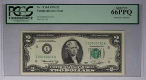 $2 Federal Reserve Note Fr. 1935-I 1976 $2 PCGS 66PPQ Repeater Skourtes Collect - Picture 1 of 3