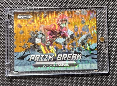 2023 Panini Prizm Draft Picks Prizm Break Orange Pulsar /49 Jordan Addison (RC) - Image 1 of 2