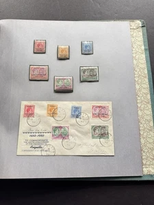 St Kitts-Nevis 1950 FDC+Stamp Set +Anguilla 300th Anniv #99-104 +MNH +Cachet FDC - Picture 1 of 1