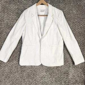 Rachel Zoe Linen Cotton Blend Jacket Women's Sz XL Open Front Lined Blazer White - Imagen 1 de 12