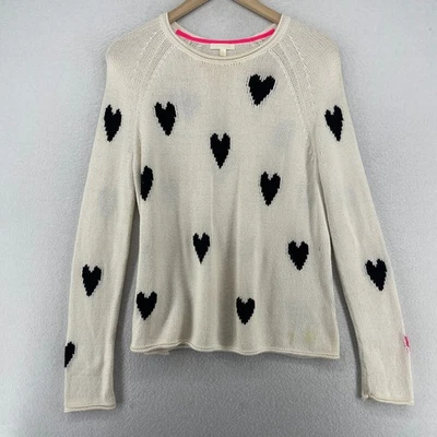 Suéter LISA TODD S Love Gear Corazones Dobladillo Enrollado Pullover Mezcla de Algodón Blanco Foto 1 de 4