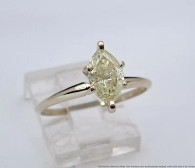 1.08ct Marquise Diamond 14k White Gold Ladies Classic Solitaire Engagment Ring  - Image 1 of 3