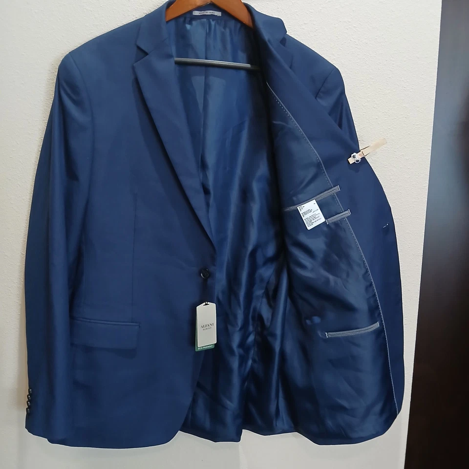 Alfani Men's Blue Slim-Fit Stretch Jacket Vest Pants 3-Piece Suit Sz 42R 36W 34L