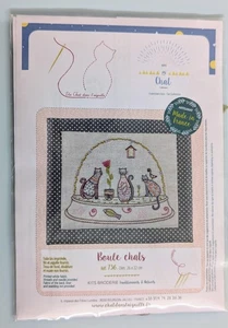 Un Chat Dan's l'aiguille embroidery broderie kit cats snow globe made in France - Picture 1 of 3