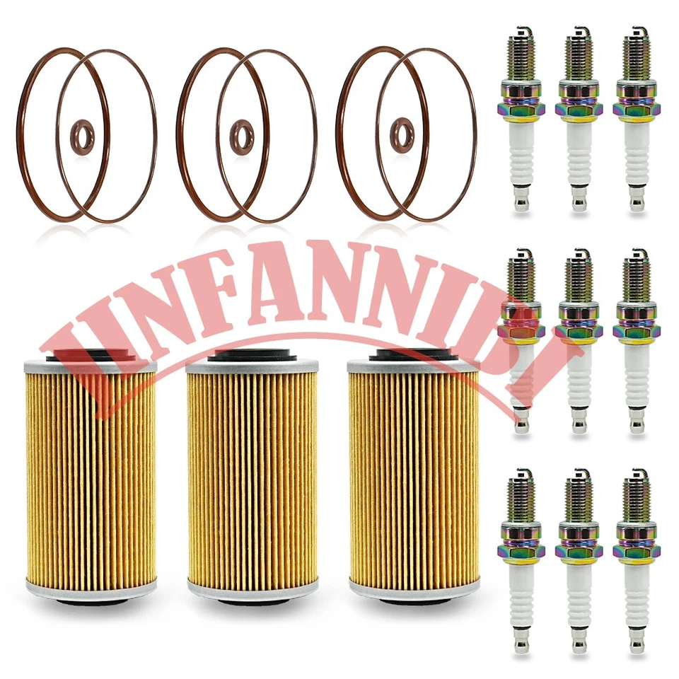 3 Packs Oil Filters Replacement Kit & Spark Plugs for Sea-Doo Wake 155 2009-2017 - Image 1 of 4