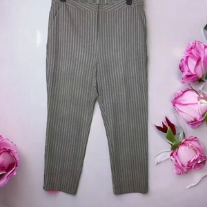 Pantaloni eleganti elasticizzati L'Agence donna taglia 12 grigi gessato vita alta nuovi senza etichette - Foto 1 di 9