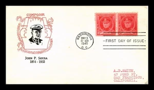 US COVER JOHN PHILIP SOUSA FAMOUS AMERICANS FDC SCOTT 880 PAIR - Picture 1 of 2