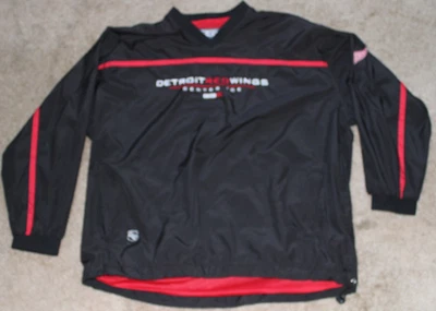 Center Ice Detroit Red Wings NHL Pullover Jacket Windbreaker Men XL Vtg 90 Black - Image 1 of 4