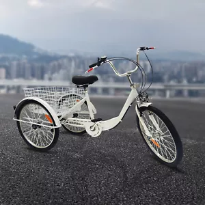 24 Zoll Dreirad Erwachsene Fahrrad mit Warenkorb 6 Gänge Adult Tricycle - Bild 1 von 19