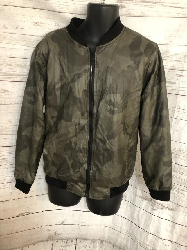 Chaqueta de camuflaje Brave Soul London para hombre forro de piel sintética con cremallera talla L Foto 1 de 4