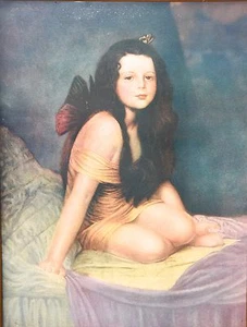 ANTIQUE BUTTERFLY GIRL PRINT BUTTERFLY COSTUME NYMPH LOLITA MAIDEN FAIREY 17"L - Picture 1 of 10