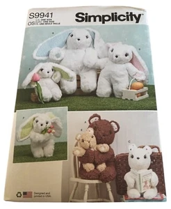 Patrón de costura simplicidad S9941 osos de peluche de peluche conejito de Pascua conejos juguete sin cortar - Imagen 1 de 8