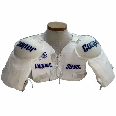NEW COOPER SB 90 SR MEDIUM Ice Hockey Shoulder Pads Vintage White/Toronto Blue - Image 1 of 4