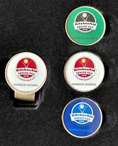 SENIOR PGA ~ Harbor Shores Golf ~ Boxed Set ~ Magnetic Hat Clip + 3 Ball Markers