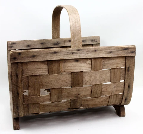 Vintage SPLIT OAK FIREWOOD LOG CARRIER MAGAZINE RACK HOLDER BASKET GATHERING Cover