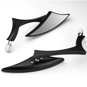 2x Black Spear rear view Mirrors Harley Davidson Dyna Glide Fat Bob Street Bob - Picture 1 of 4