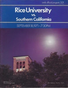September 1971 - USC Trojans @ Rice Owls College Football Program - Picture 1 of 3