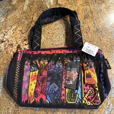 Bolso de Mano Laurel Burch Pequeño/Mediano 15x9 Gatitos Madera Dije Nuevo con Etiquetas Foto 1 de 4