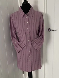 Lilac/purple shirt dress collar button tab cuffs 3/4 sleeve Side slits size 16 - Picture 1 of 8