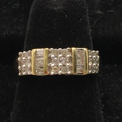 Solid 10K Yellow Gold 0.50TCW Natural Diamond Cluster Ring 2.6gr. Size 7 Foto 1 de 4