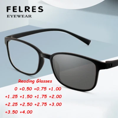 Screwless Photochromic Reading Glasses Women Square Sunglasses Magnifying Reader - Image 1 of 4