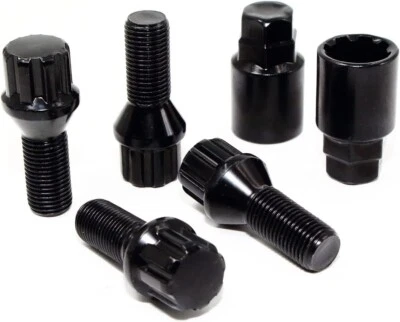 4 cerraduras de rueda cónicas negras 14x1,5 28 mm con 2 llaves para ruedas Lexus Maserati Volvo Foto 1 de 4