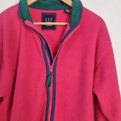 De colección GAP Vellón Bloque de Color Gorpcore Cremallera Completa Rosa Neón Hombres Mujeres Talla S Foto 1 de 4