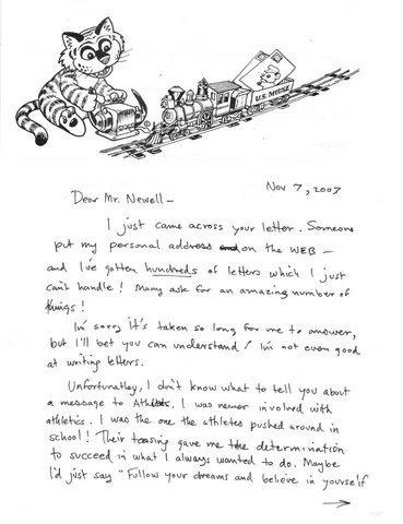Caroll Spinney - Big Bird - Signed Handwritten Letter on Unique Letterhead Cover