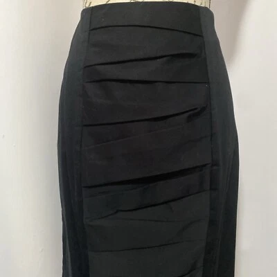 Sunny Leigh Black Skirt Size 4 97% Cotton Stretch Tiered Front Knee Length - Image 1 of 4