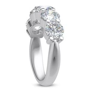 6.00 Carat 5 Stone Lab Grown Diamond Wedding Band 14kt White Gold IGI Certified - Picture 1 of 7