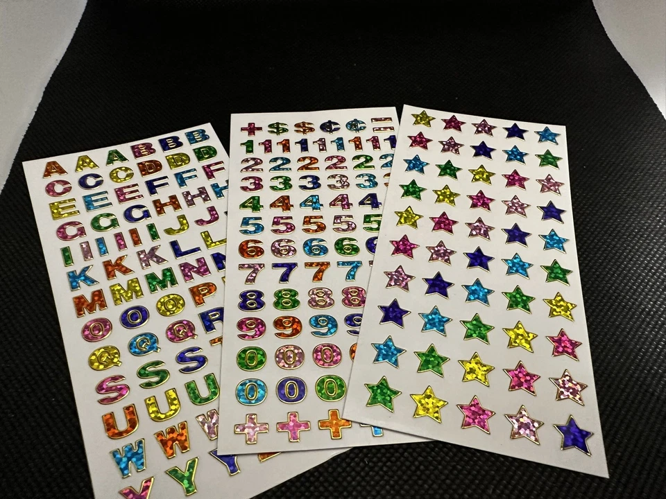 Golden Lazer Stickers | Numbers | Letters | Stars - Image 1 of 1