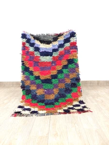 Vintage Moroccan Berber Area Rug 3x4 Colorful Geometric Tribal Boujaad Boho Rugs - Picture 1 of 10