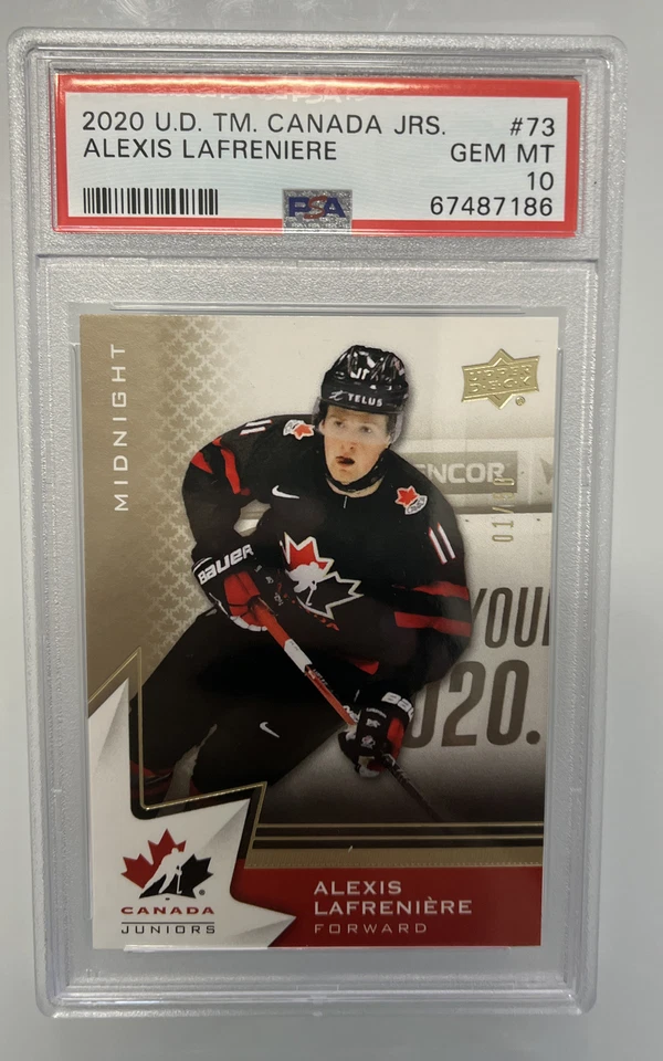 Alexis Lafreniere 2019-20 Upper Deck Team Canada Juniors #73 PSA 10 Gem Mint - Image 1 of 2