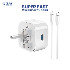 For iPhone 14 13 12 11 Pro XR XS Fast Charging 20W USB-C PD Plug Cable Charger - Picture 1 of 5