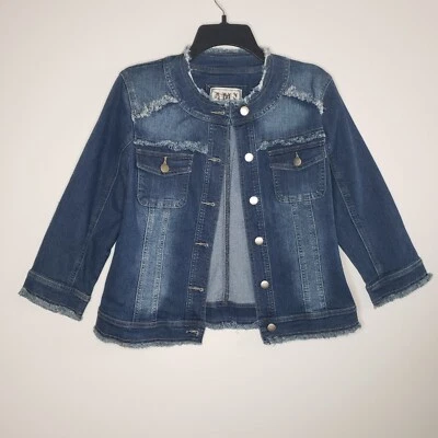 Chaqueta vaquera vintage AMI deshilachada azul oscuro para mujer pequeña única rara nueva sin etiquetas Foto 1 de 4
