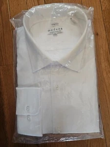 SIZE 19 34/35 MODENA (NEW) Long Sleeve White Dress Shirt Lot #22 - Picture 1 of 3