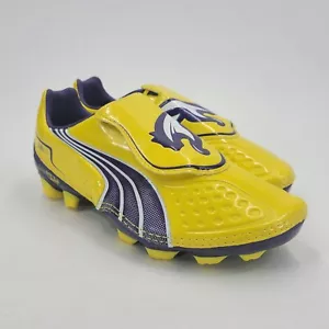Botas de Fútbol Puma V1.11 i FG Jr Niños Firmes Tierra Amarillo Púrpura Talla 4.5 Impecables - Imagen 1 de 7