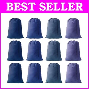 Multi-Purpose Extra Large Laundry Bag Set - 12 Blue Drawstring Bags 30"x40" - Picture 1 of 7